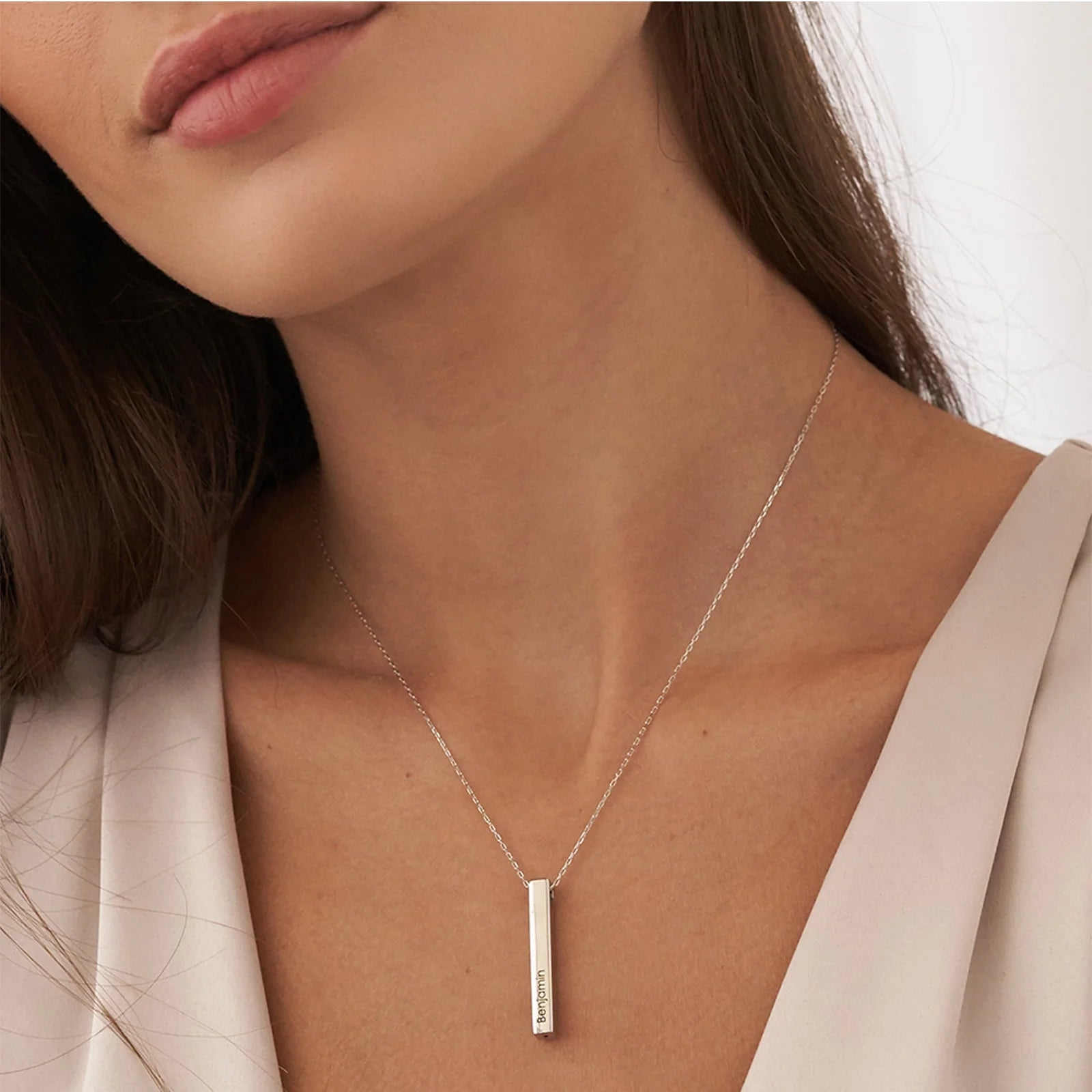 Vertical Bar Name Necklace