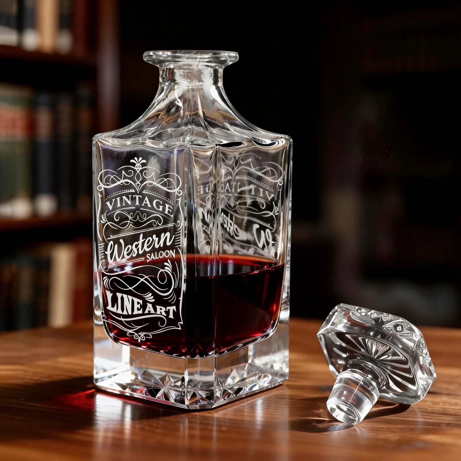 Customized Signature Geometric Glass Decanter